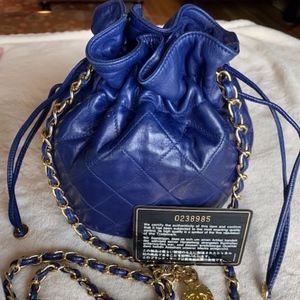 CHANEL Mini Drawstring Bucket Bag Quilted Lambskin